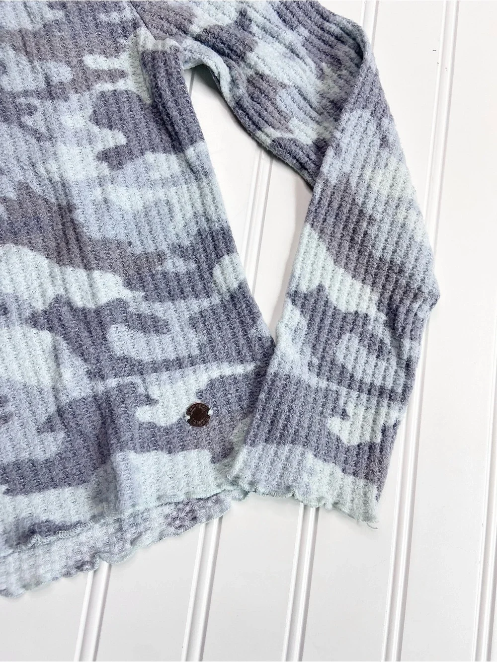 •Justice• waffle knit camo top